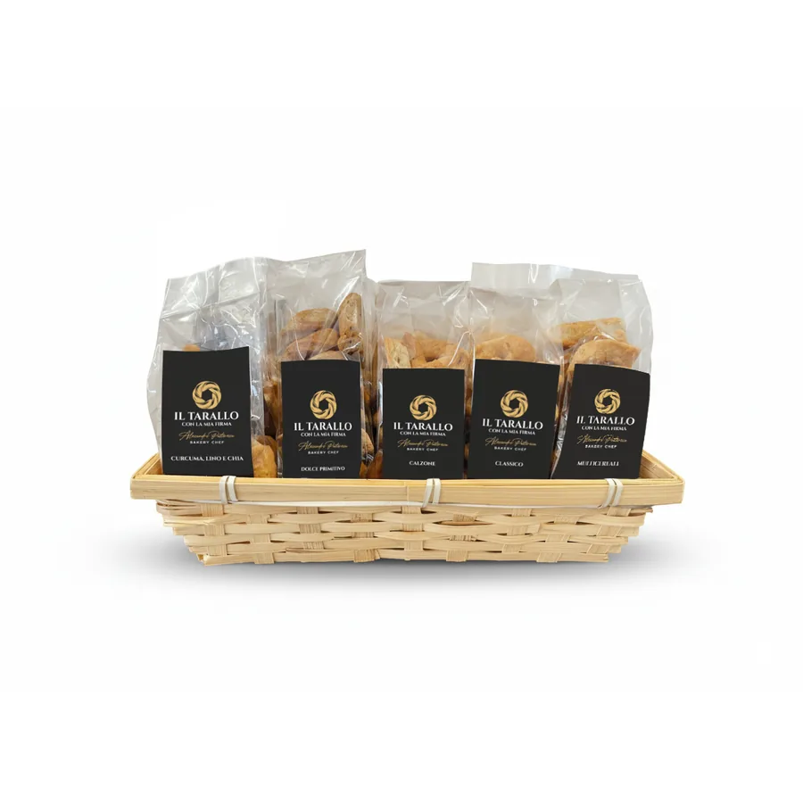 Cestino retail espositore con cinque gusti da 100 grammi