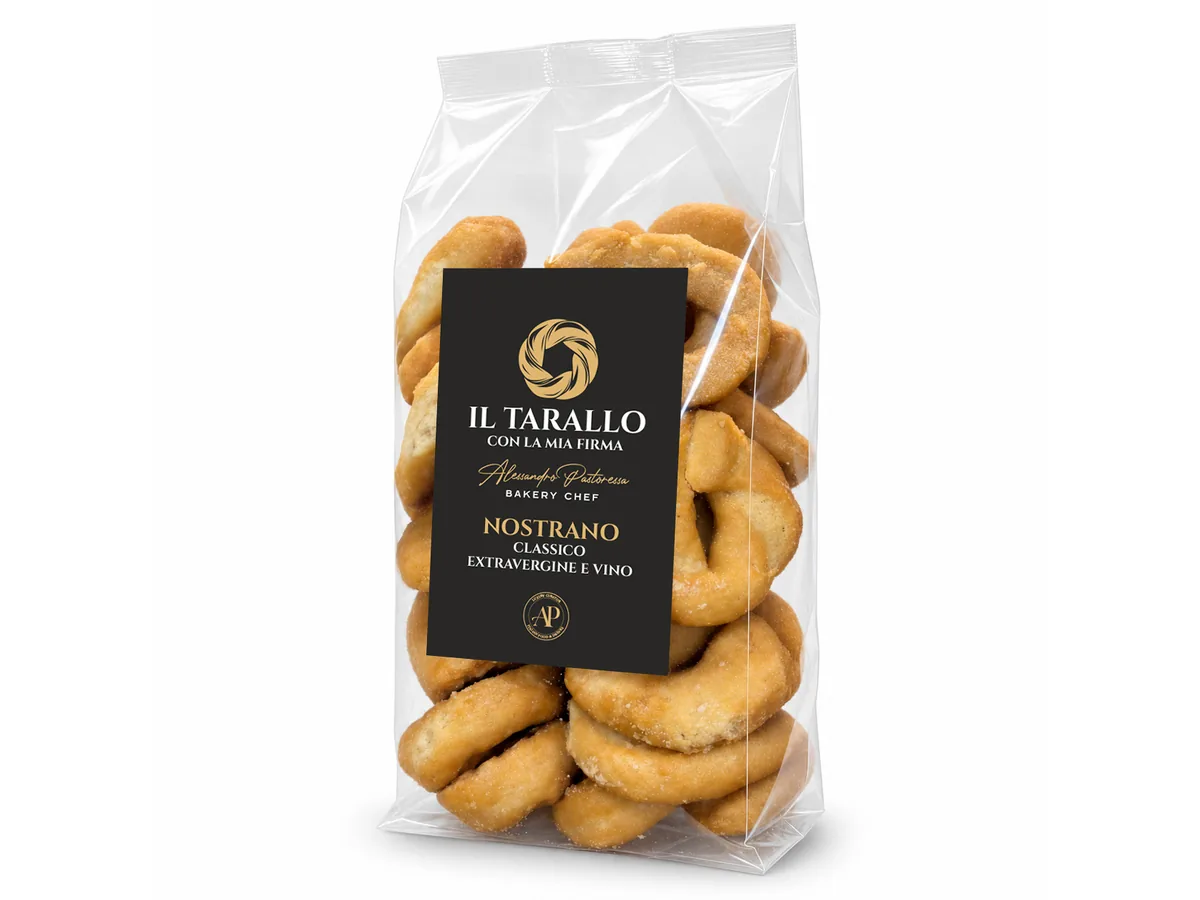 Confezione di taralli Nostrano con olio extravergine e vino