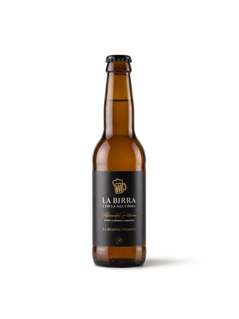 La Bionda Firmata, bottiglia con etichetta corretta Bottiglia de La Bionda Firmata, birra Italian Pils Con la mia Firma